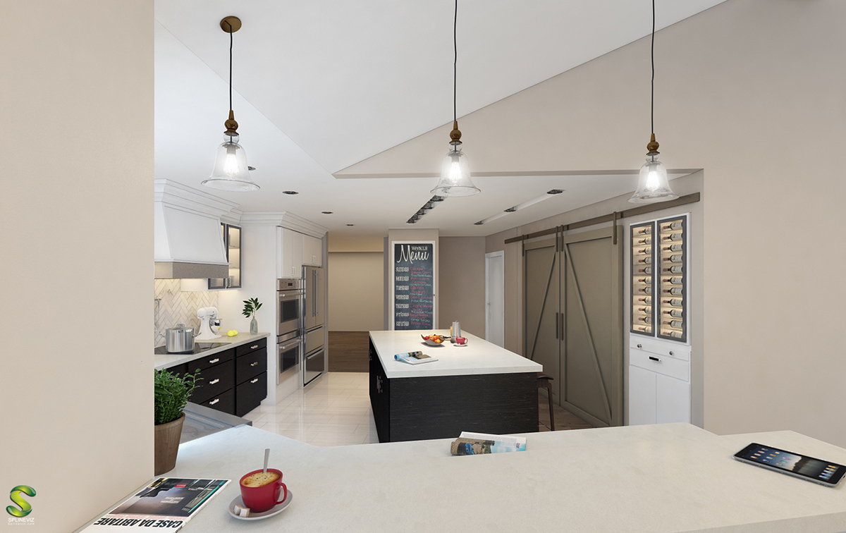 3D vray kitchen rendering INTERIOR RENDERING photoshop