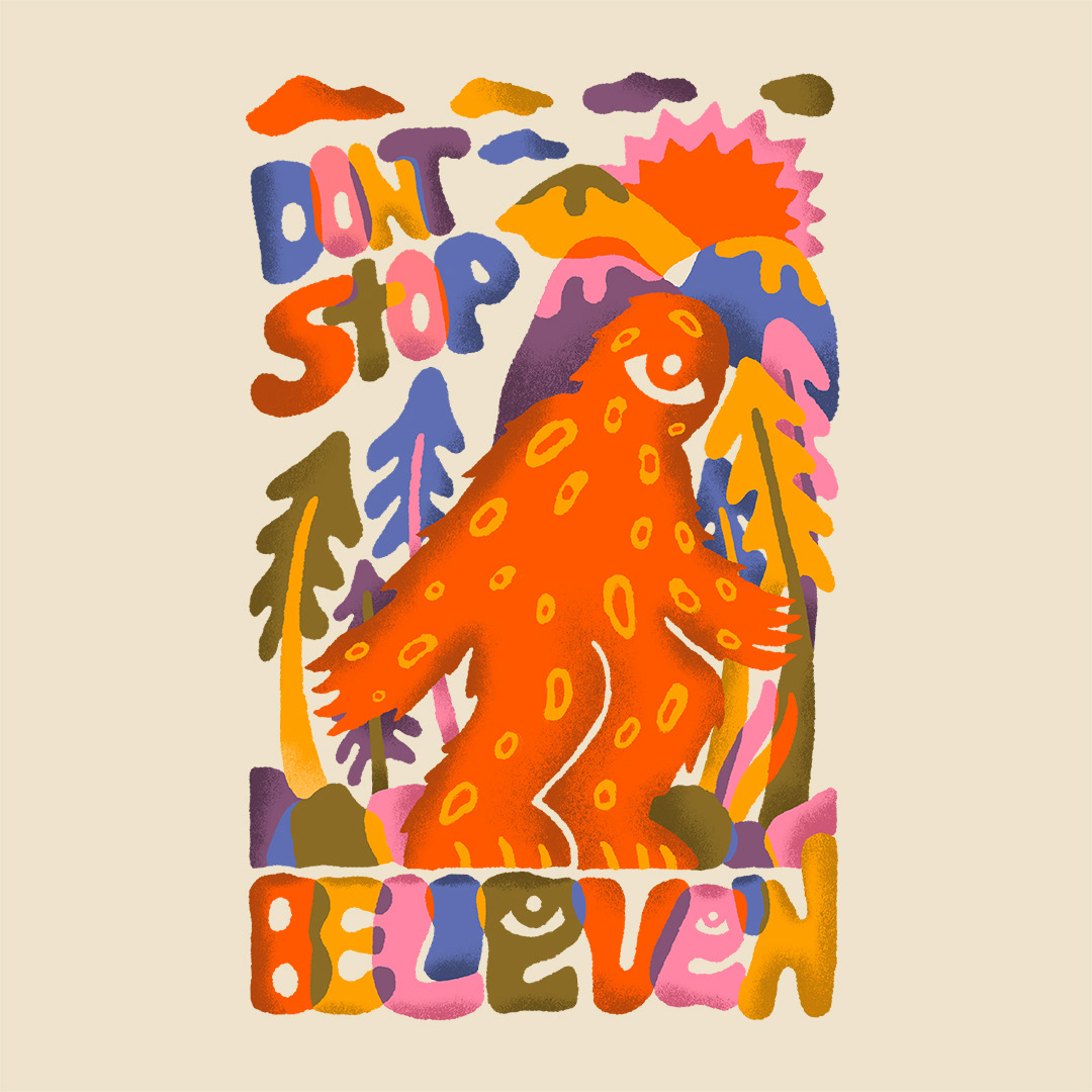 ILLUSTRATION  kids book Bigfoot yeti Abstract Art pattern design  print design 