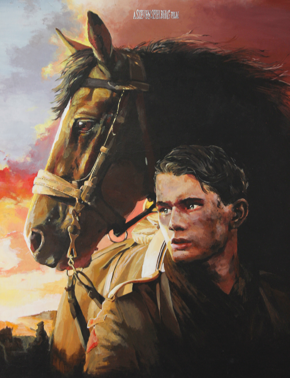 war horse movie poster Acrylic paint soldiers horse