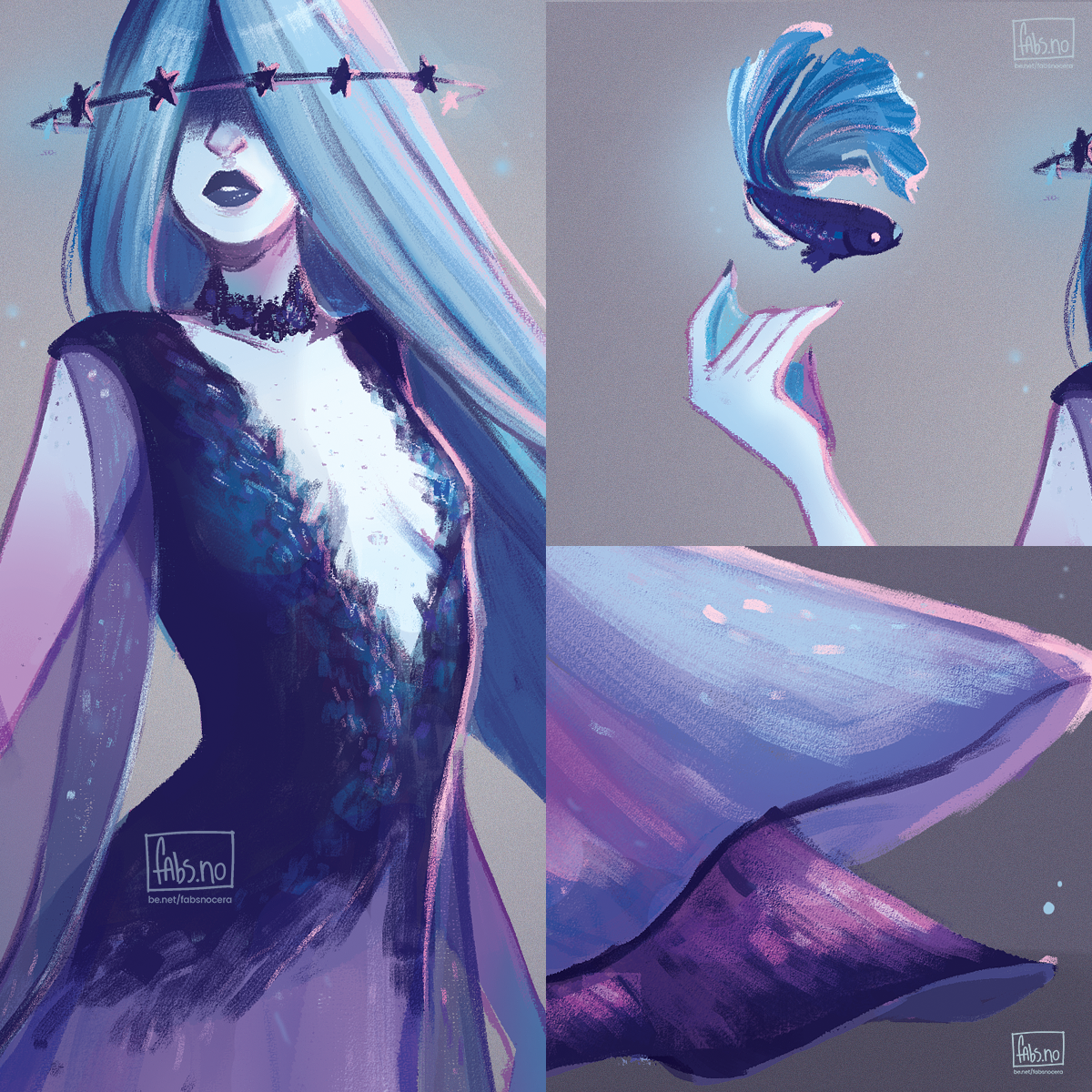 Game Art Character mermaid fish browser game visual novel tides