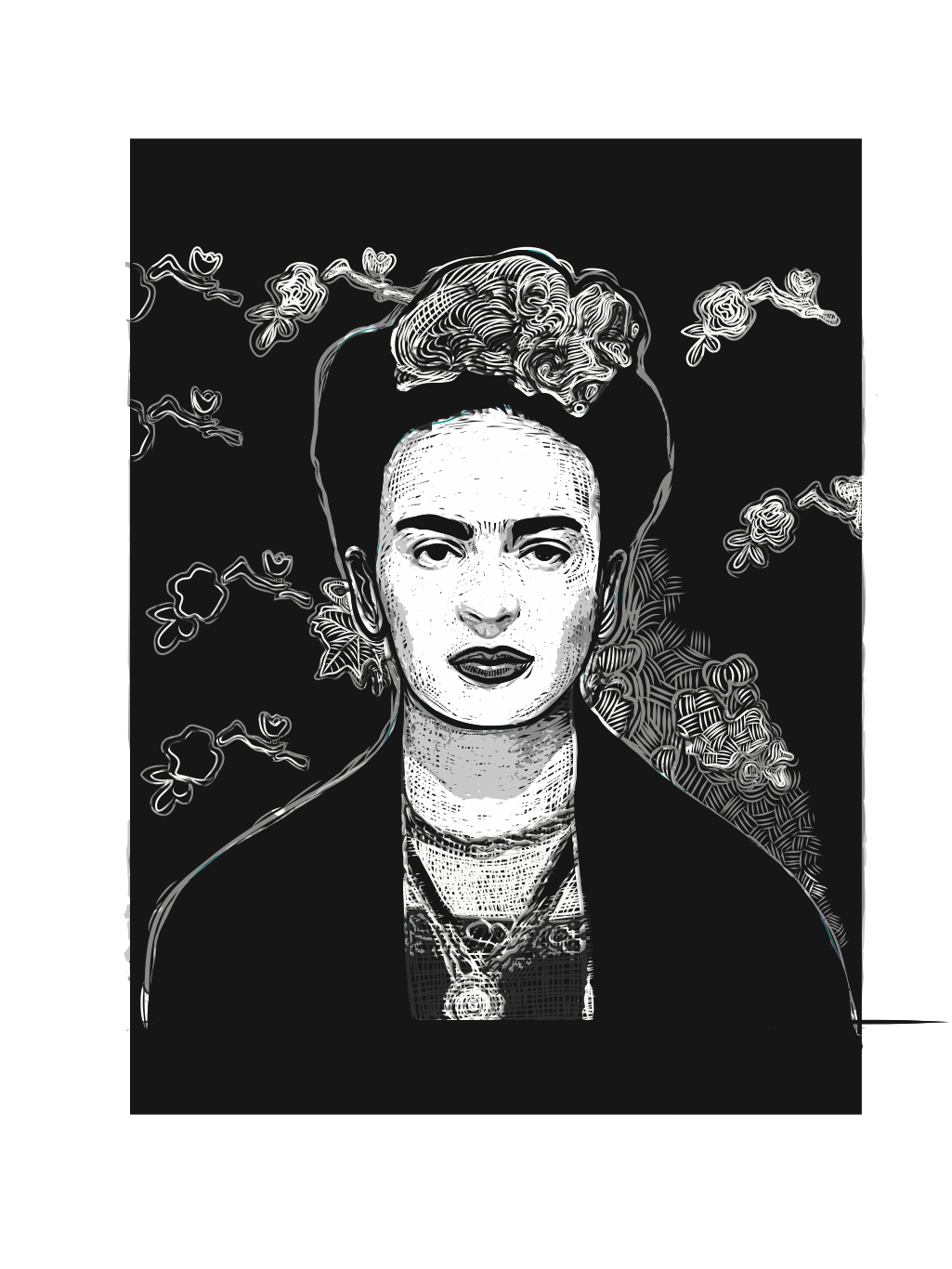 adobedraw frida artist hispanic feminist portrait vector art mexico kahlo diego rivera