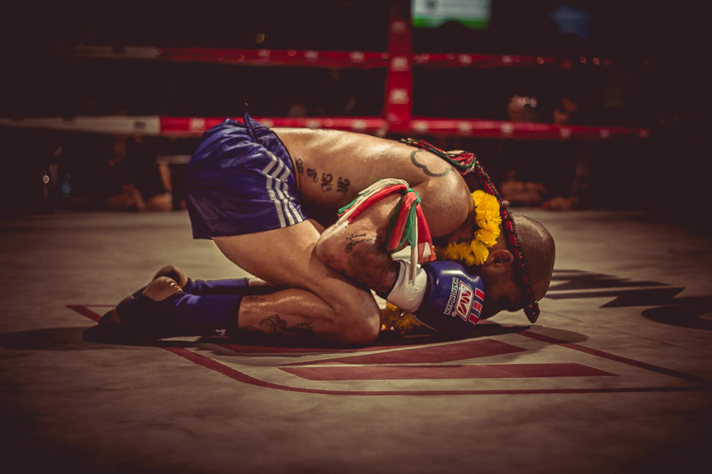 Boxing muay thai fight blood sweat lightroom effect Martial Arts Thailand