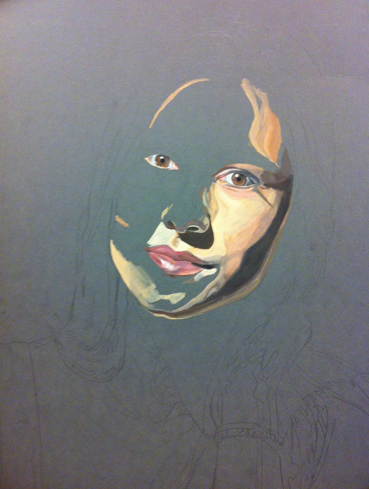 self portrait portrait pastel Dry pastels watercolor figure woman