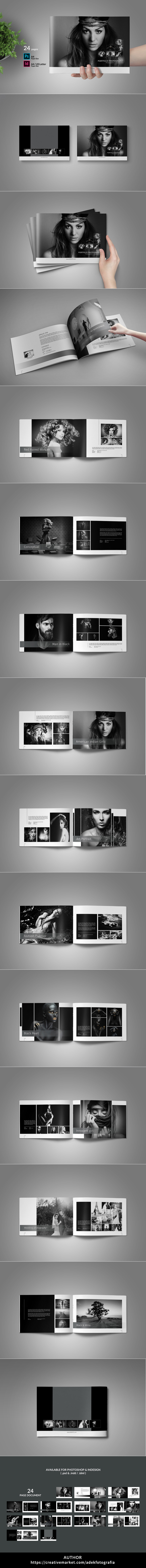 psd template indesign template photographyportfolio template photo album template Photography  portfolio a4 us letter simple minimalist