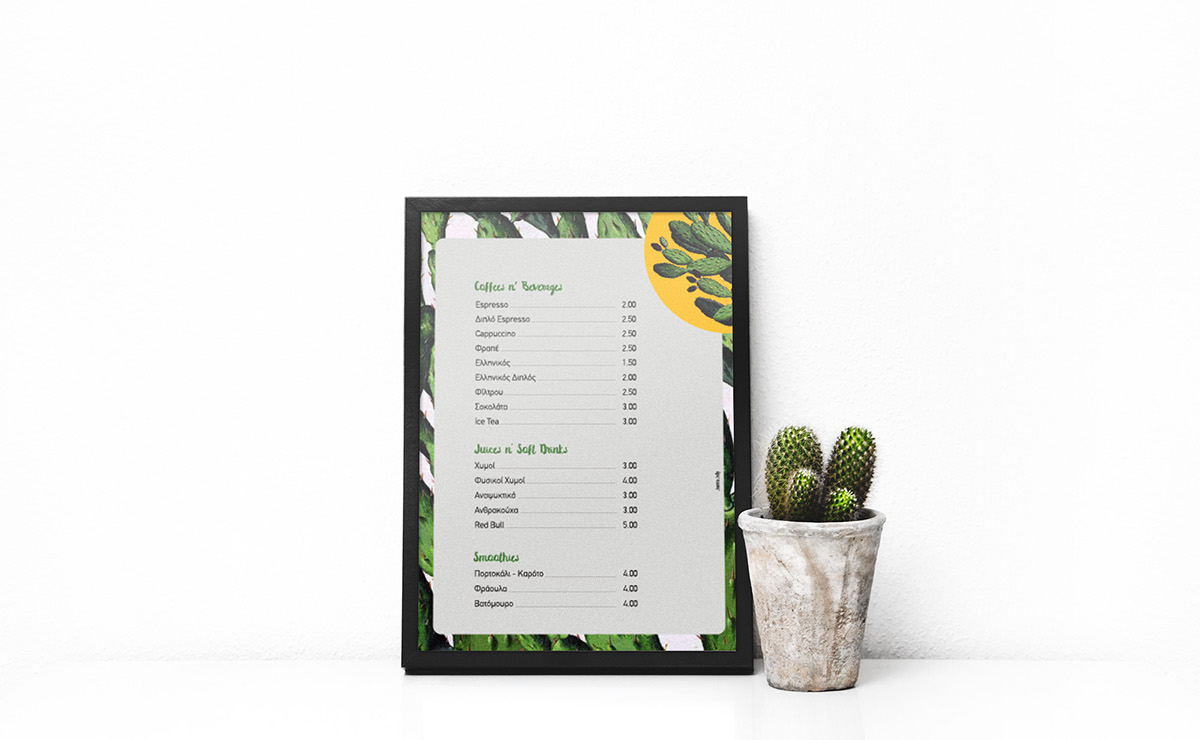 Trikala Greece menu design cactus coffee menu graphic design  collage