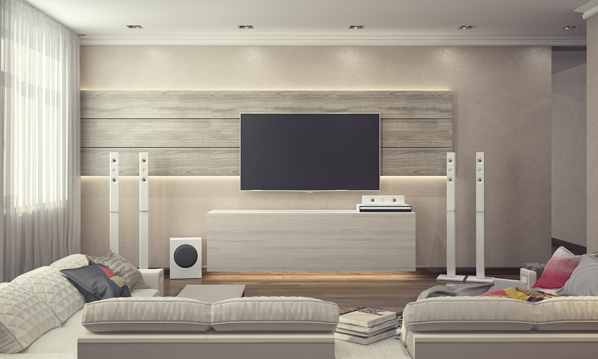 living room wood modern Cinema tv Picture