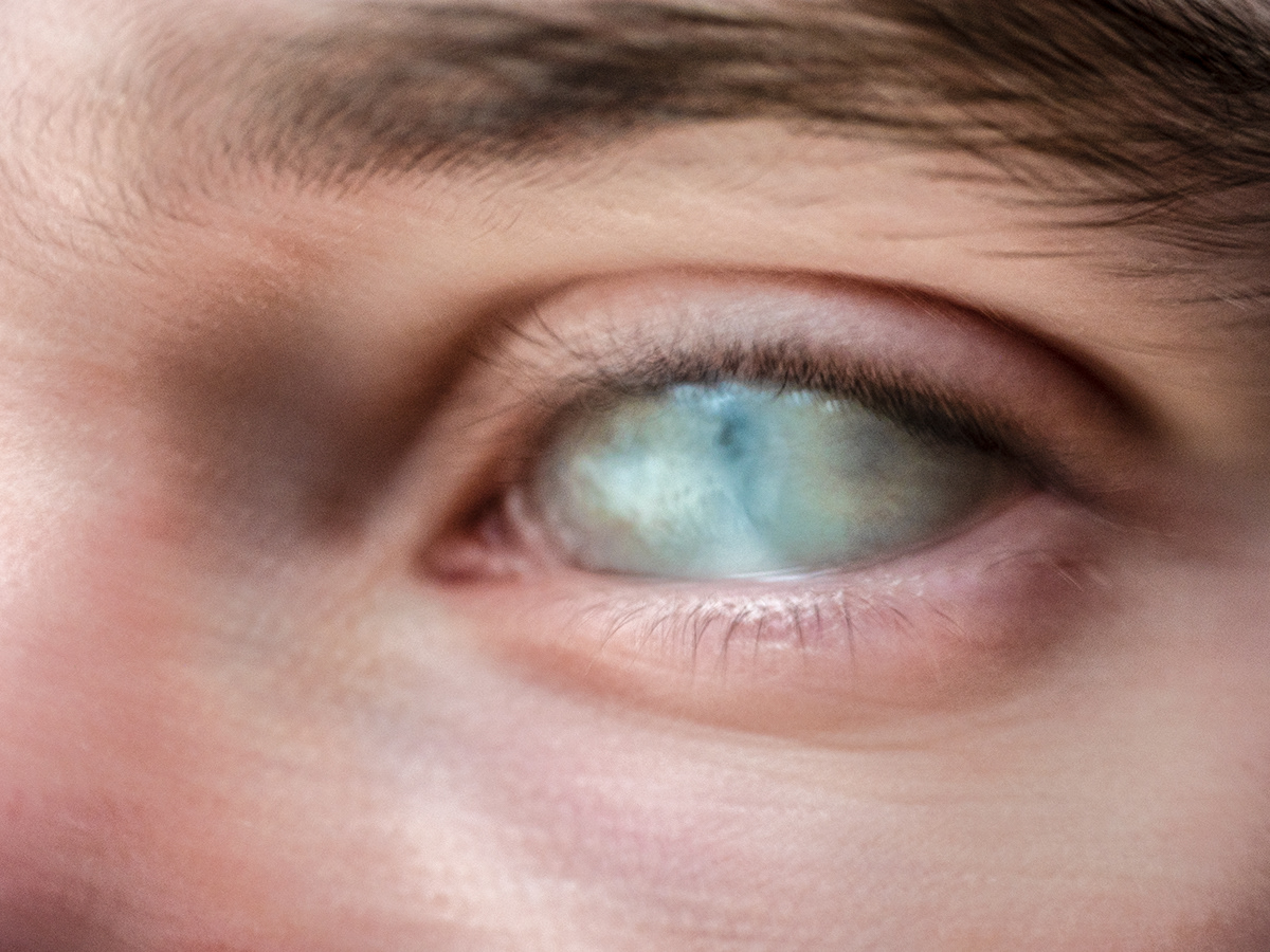 blue eye face green hair human identity macro motion skin