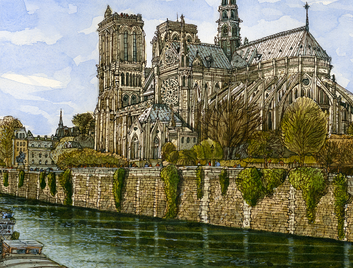 Paris watercolor painting Roger de Muth DeMuth Roger DeMuth