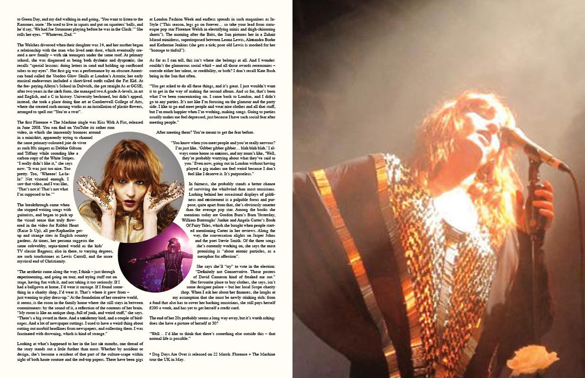 magazine layouts editorial Florence Welch florence and the machine