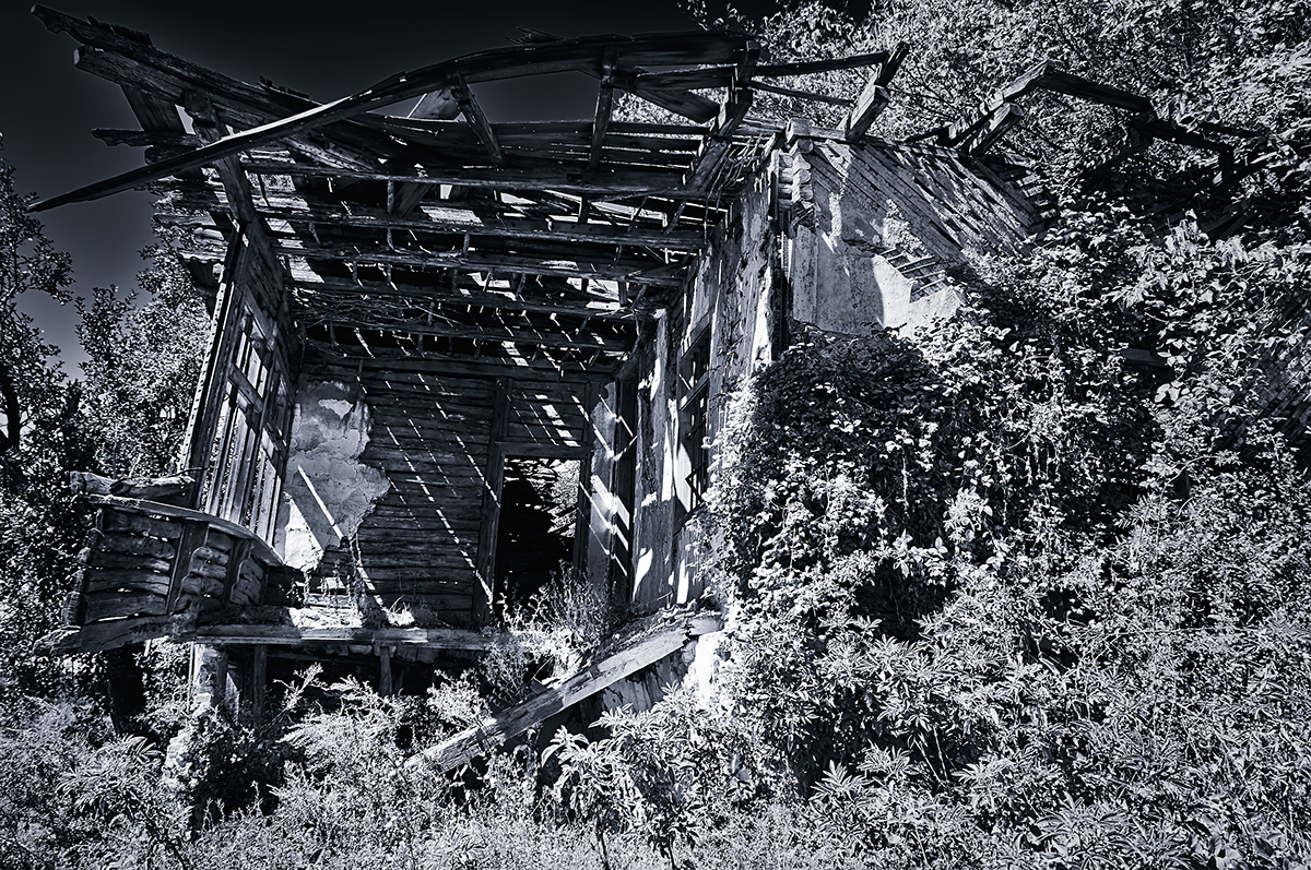 derelict black and white old