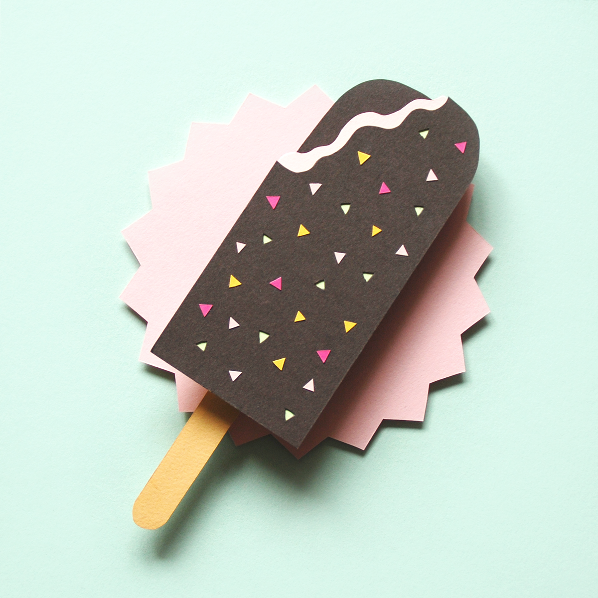 Lolly Lollies ice cream paper paper craft paper ice lolly series ice lolly Mint choc chip cherry strawberry Fruit papercraft card