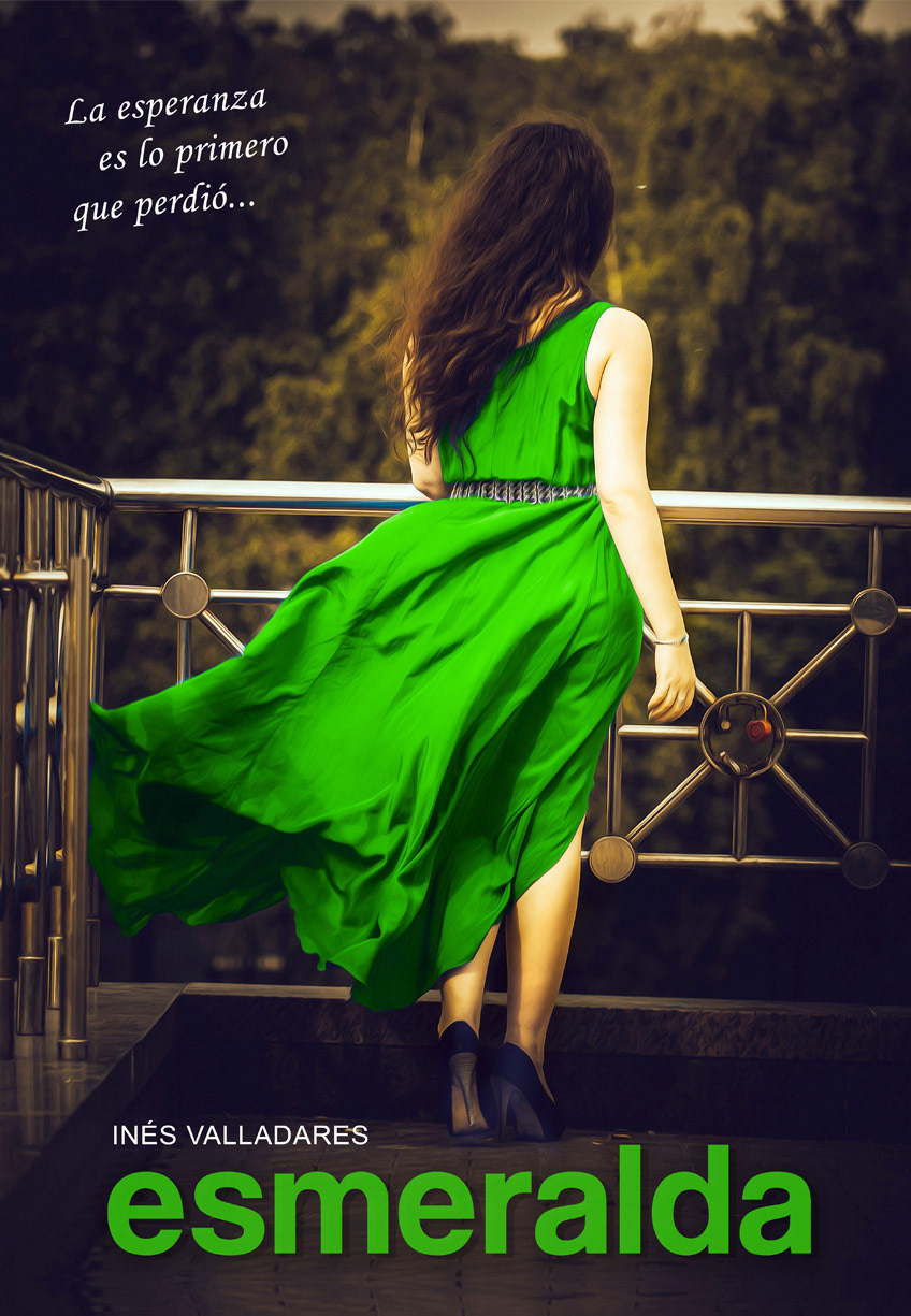 photoshop book cover green woman wind book design