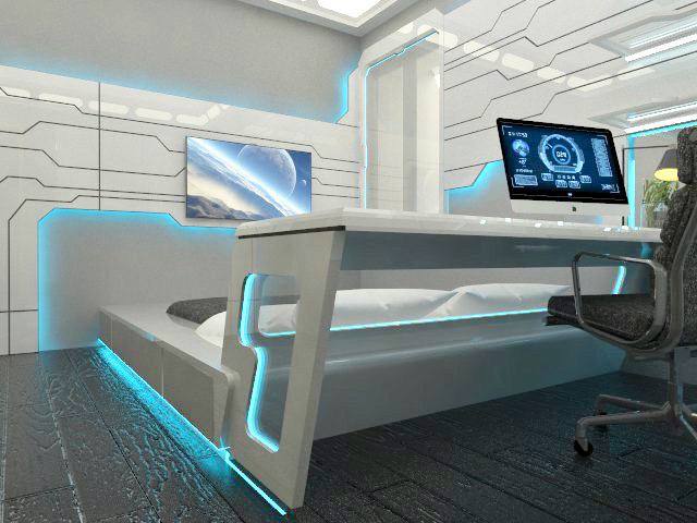 bedroom design Interior architecture spaceship futuristic Render