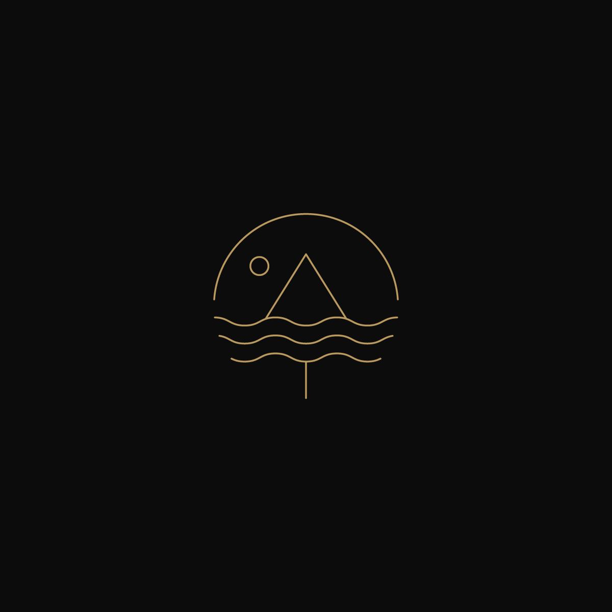 Ancient sound dark black gold music echo minimal icons pictograms