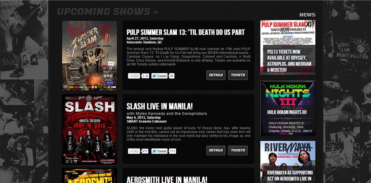 Website Events Production philippines concerts shows festival rock metal