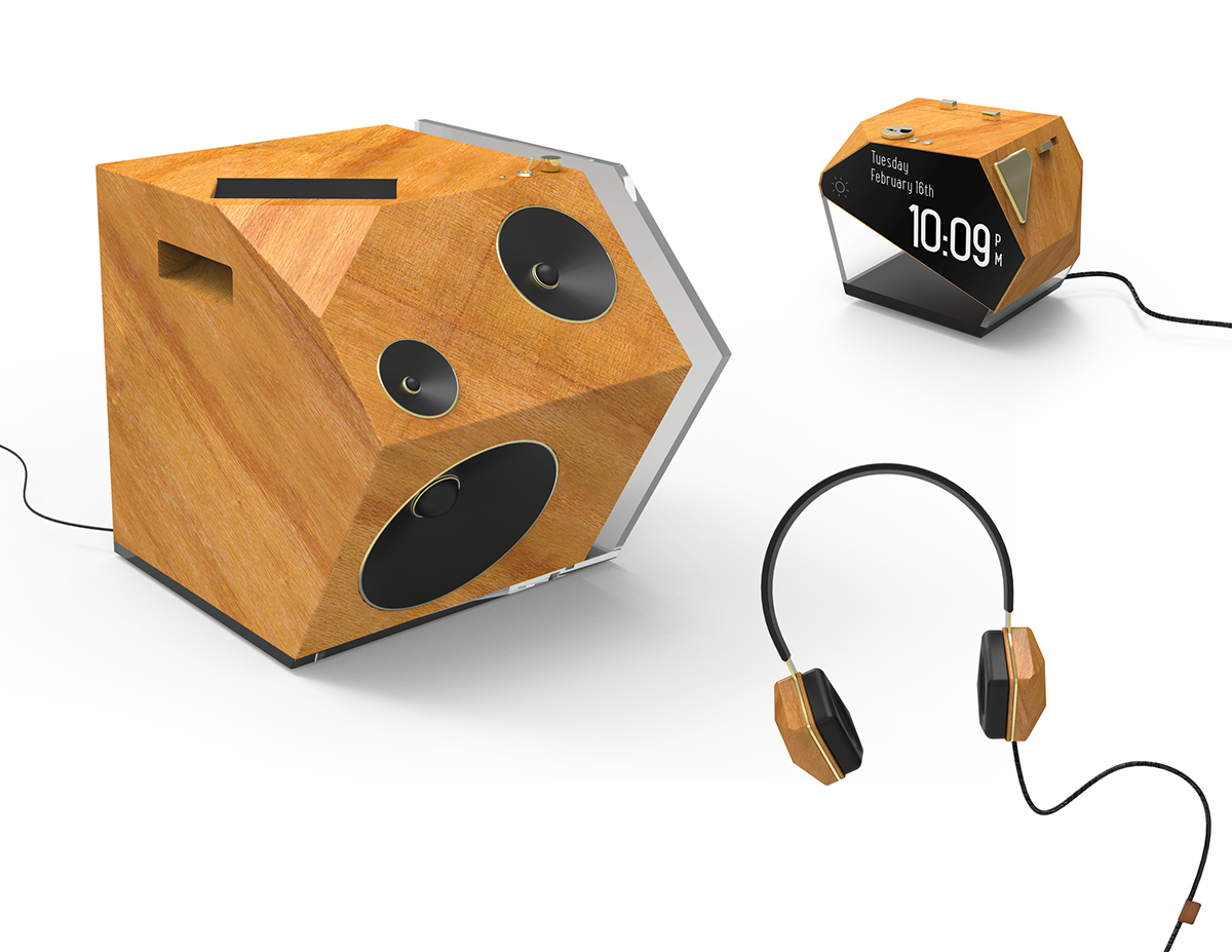 speaker headphones clock audio product family tradtional wood Audio alarmclock product family
