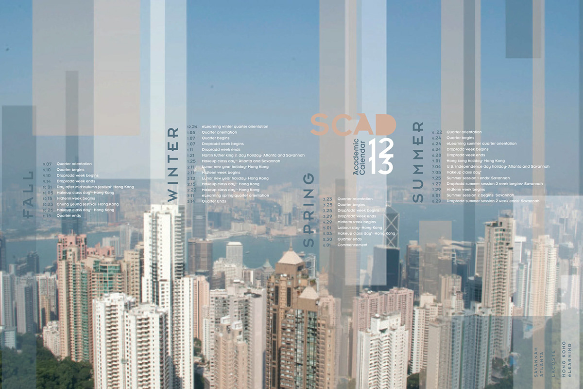 Hong Kong macau  typography  SCAD  academic calendars  savannah  posters