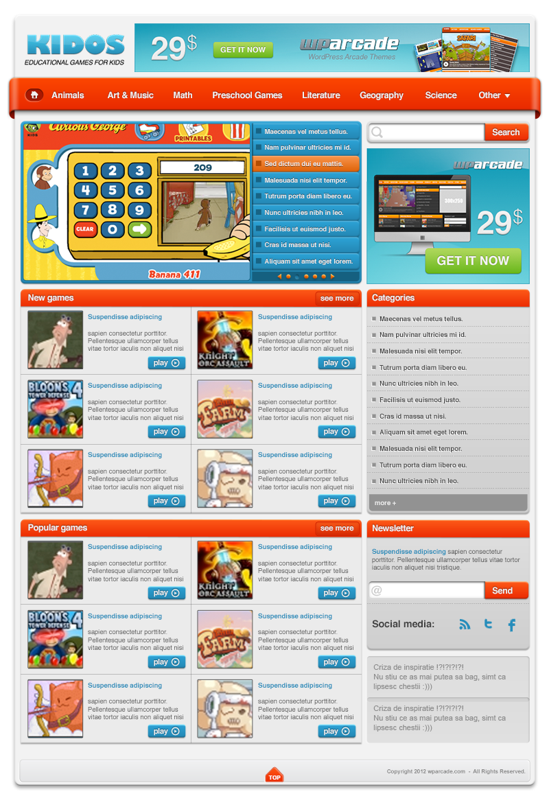 wordpress sell mini games minigame template