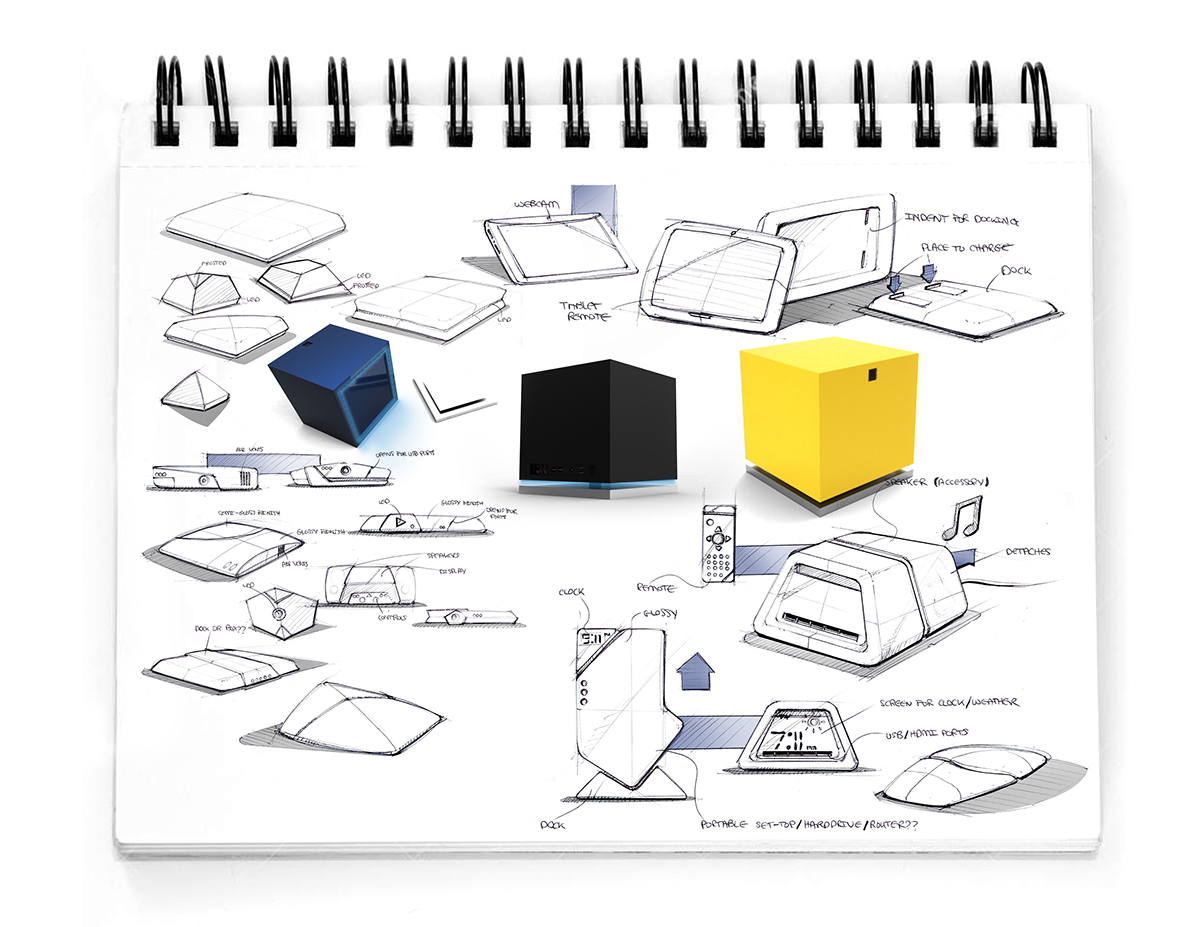 Freescale sketching ink paper sketches sketchbook Compilation doodles Quintin Williams set-tops appliances Electronics concepts conceptual