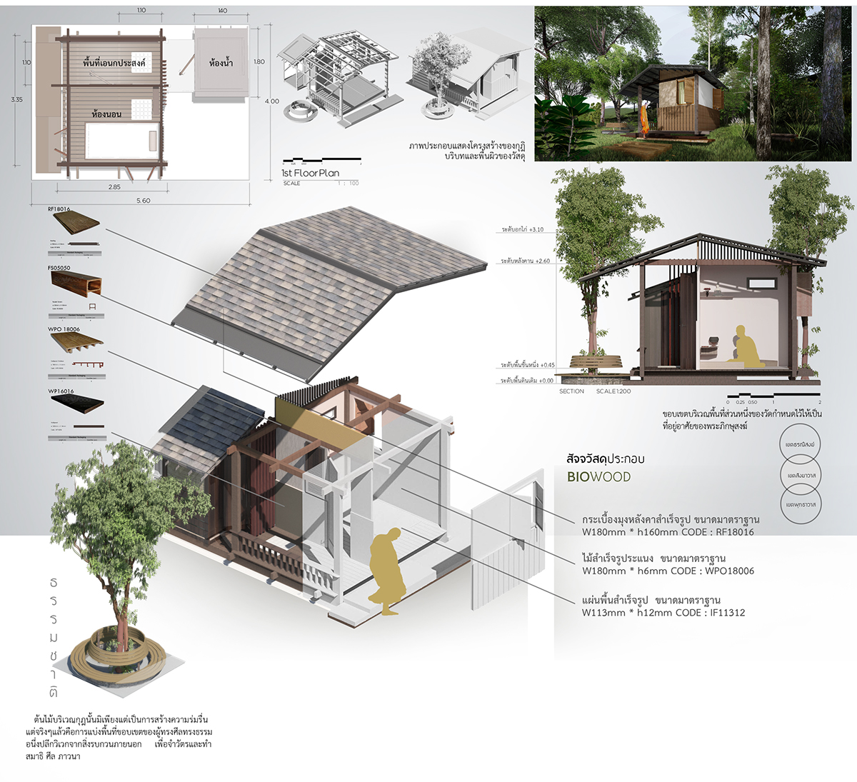 architecture house Buddhist priests Thailand architectural visualization