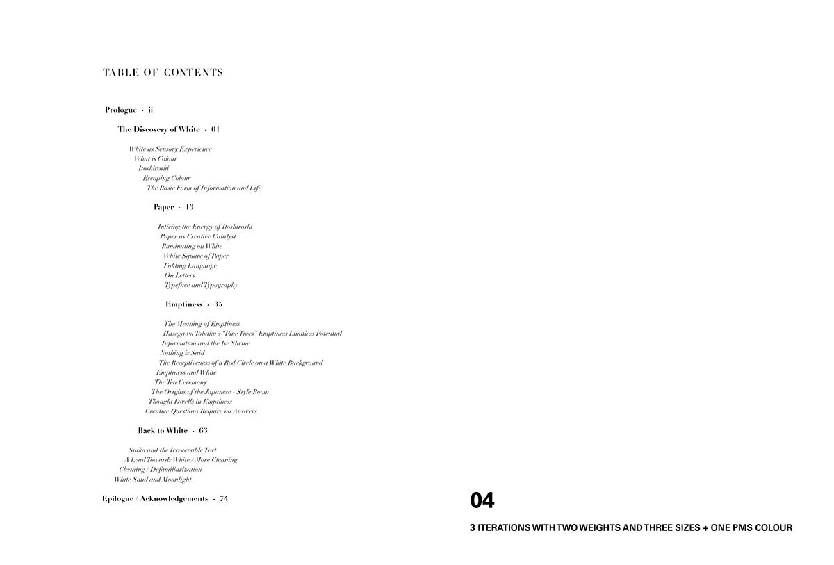 typography   to toc table of contents Kenya Hara