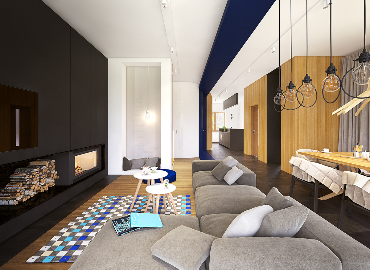 Interior design home house wood blue minimal fresh