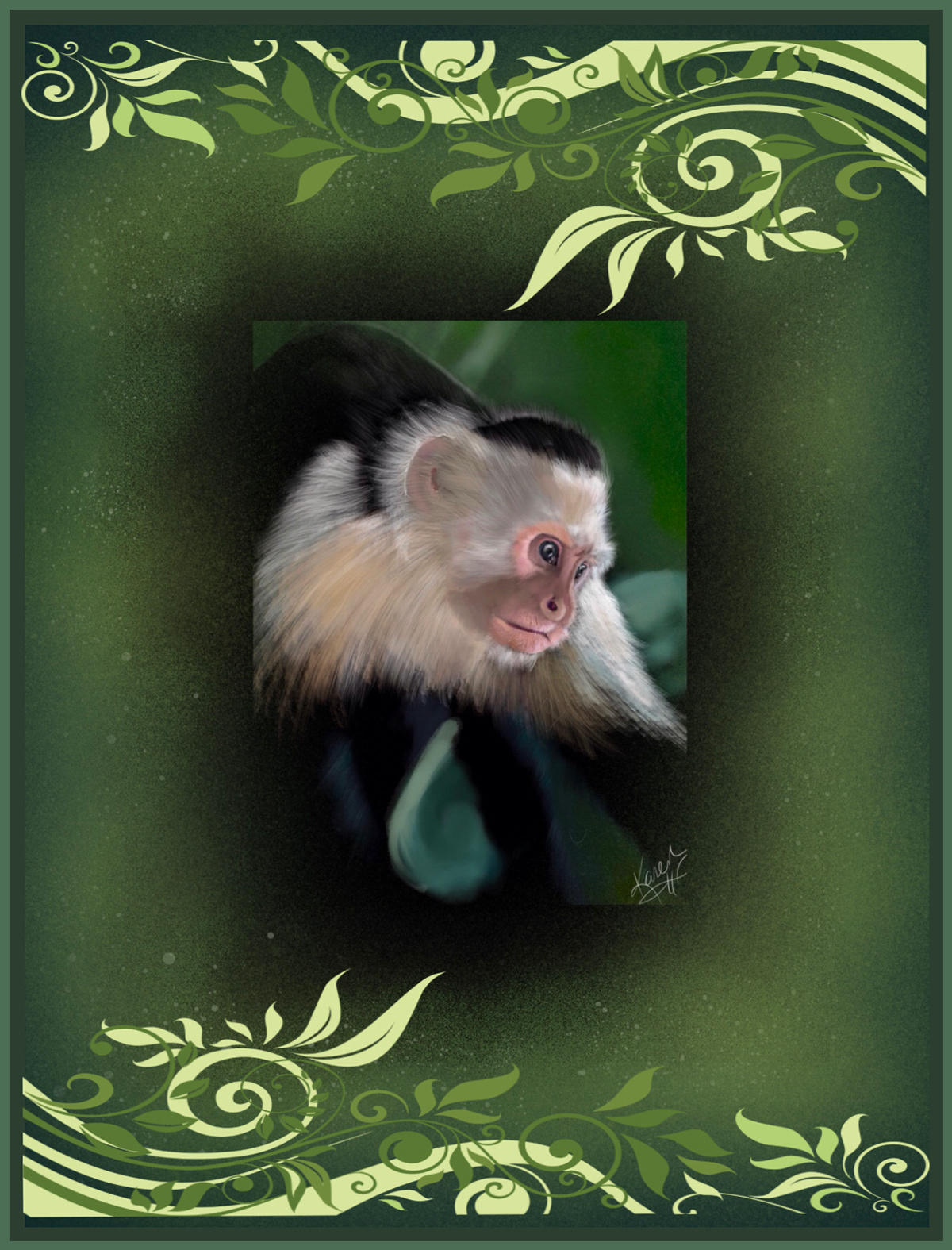Digital Art  digital painting Drawing  illustrations animals capuchin monkey