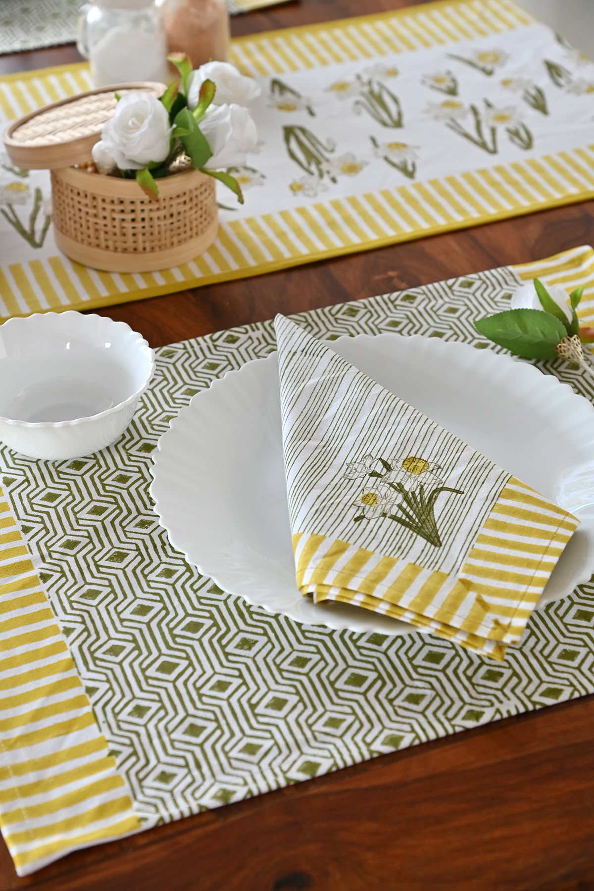block print botanical designer floral print print design  product design  tableware textile