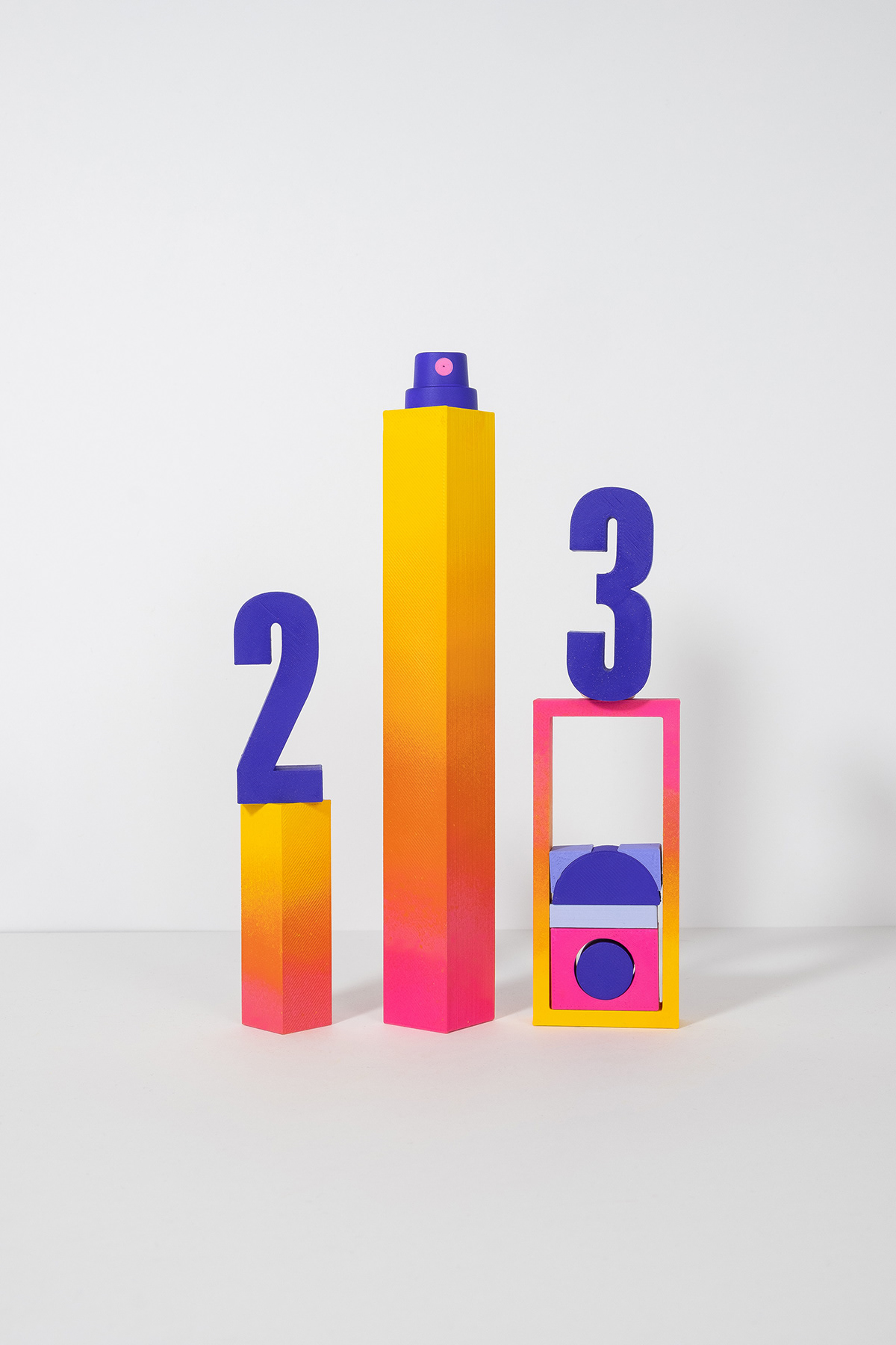 3d printing abstract bauhaus clean gradient happy new year lettering spray paint