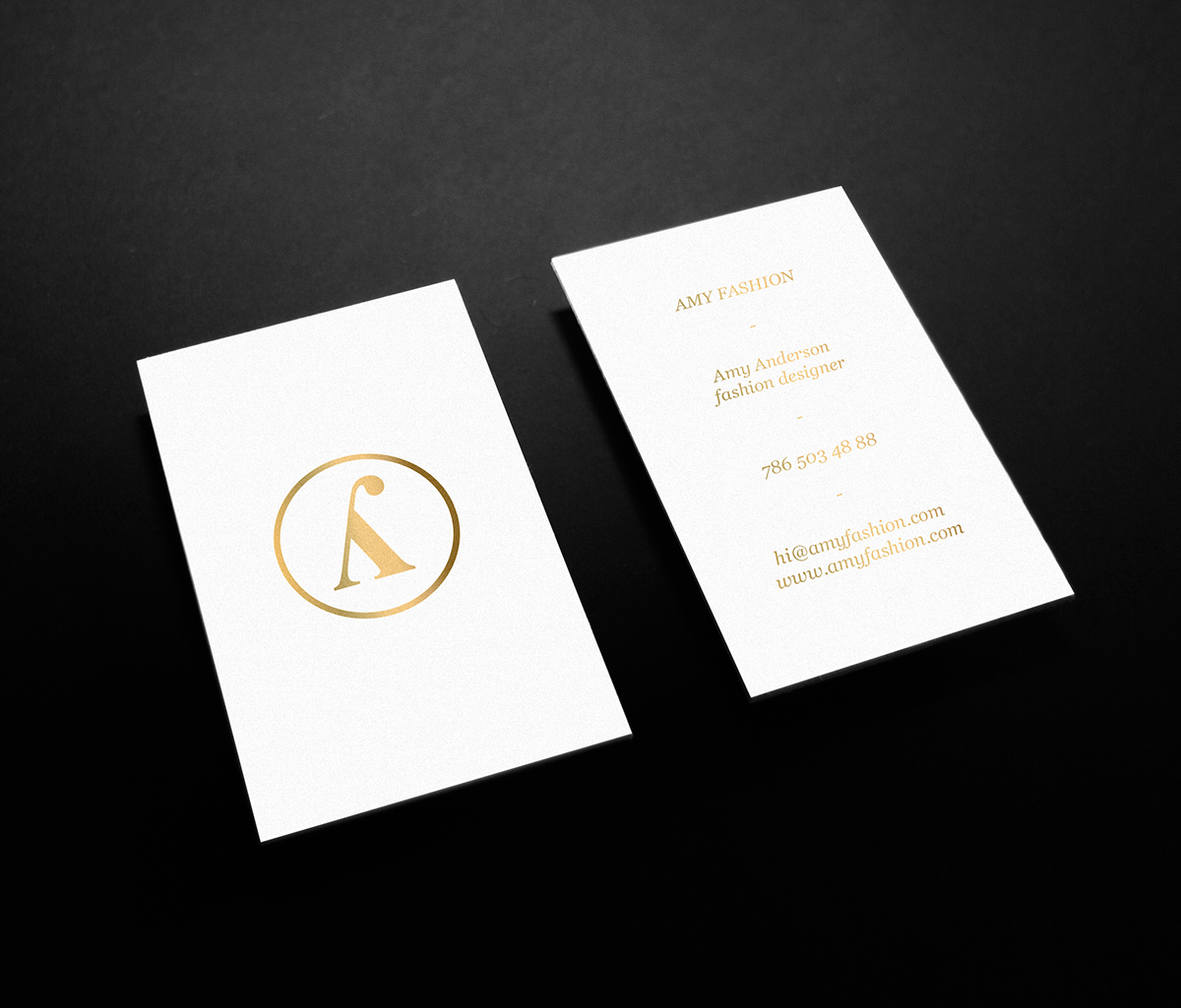 Amy clothes newyork typo gold business card black White Classic fashionweek serif envelope Invitation typologo print