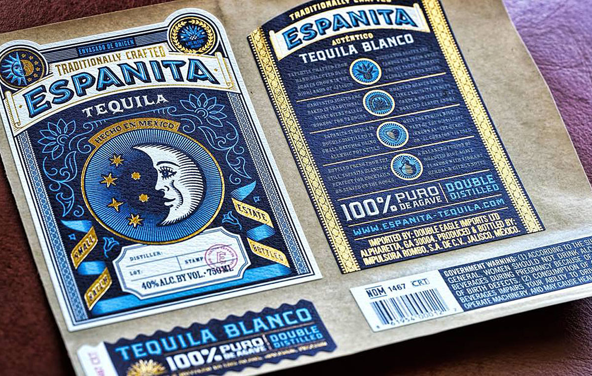 Tequila Packaging label design craft spirits simon frouws the famous frouws espanita tequila branding  bottle emboss tequila bottle
