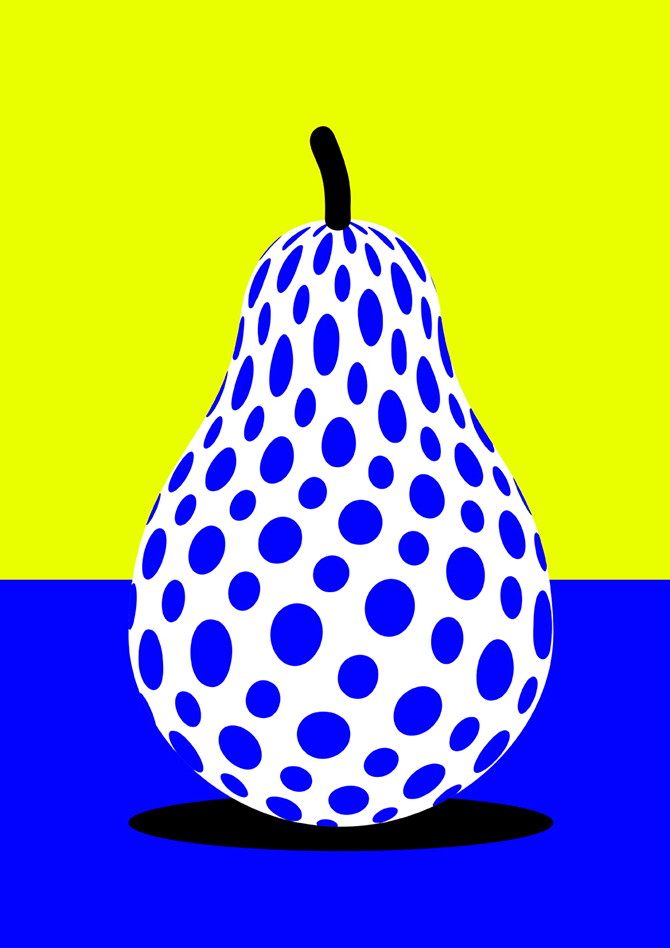 Fruit forbidden apple Pear lemon orange bowl pattern zig zag polka dot repeat