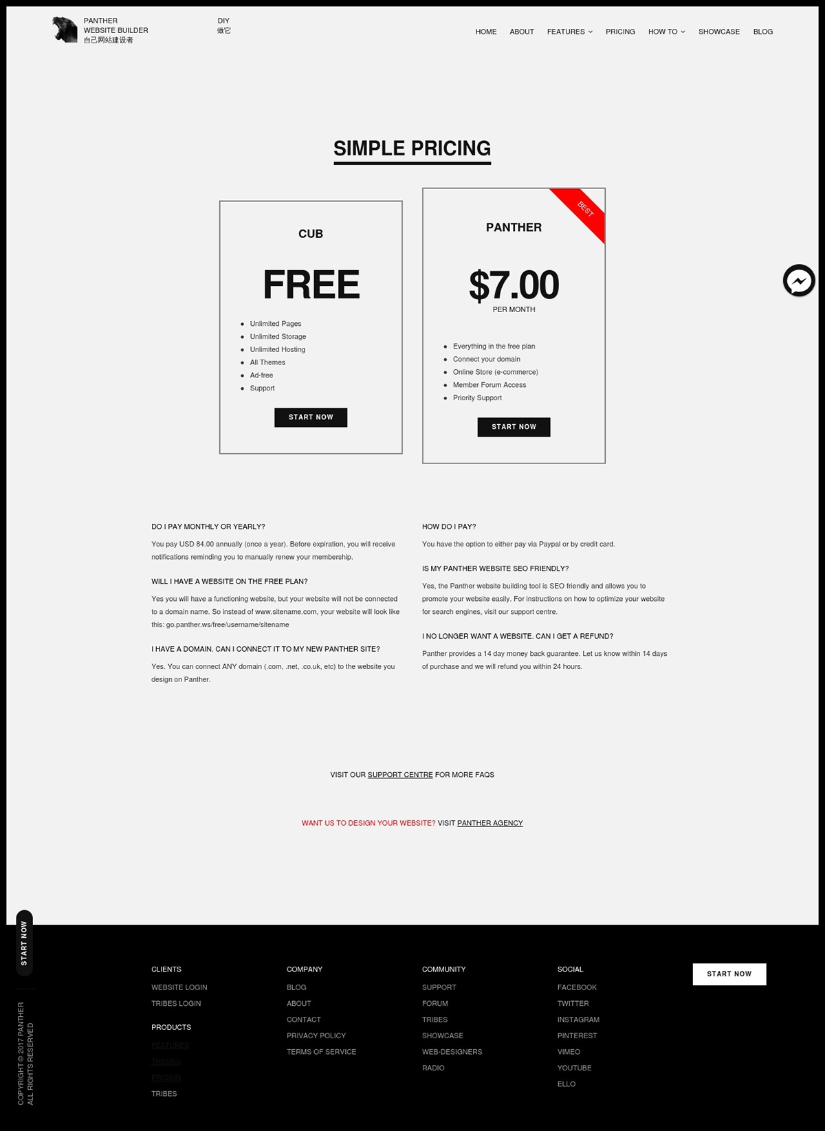 panther Minimalism Website websitebuilder cms black White grey business Startup