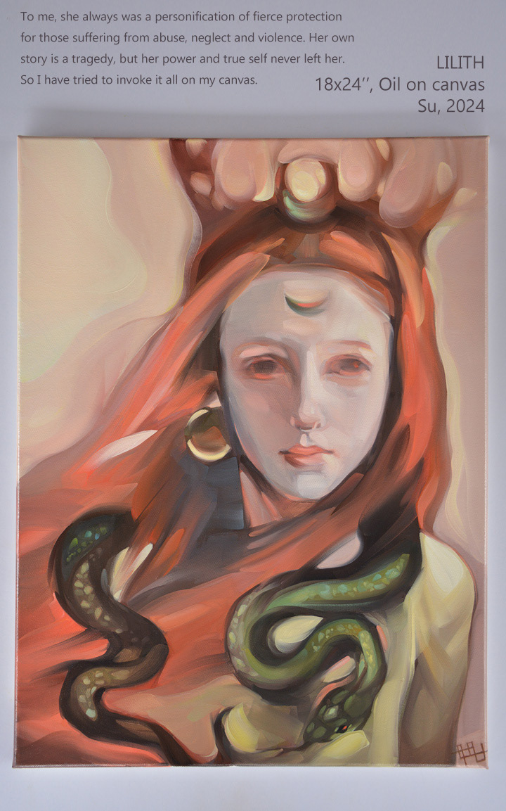 oil on canvas mythology artwork snake goddess suorlovart portrait woman