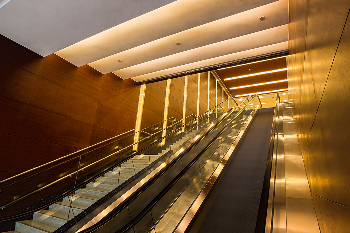 Kerry Parkside. Pudong shanghai commercial offices escalator reception Circulation lighting