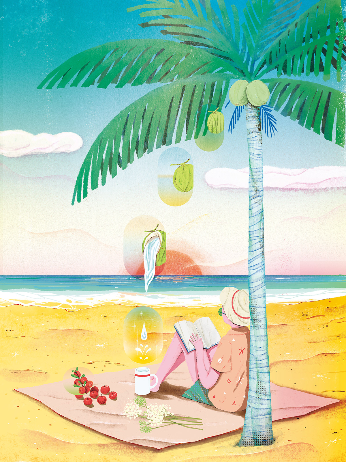 beach commercial extract Food  ILLUSTRATION  Nature sea poster skincare