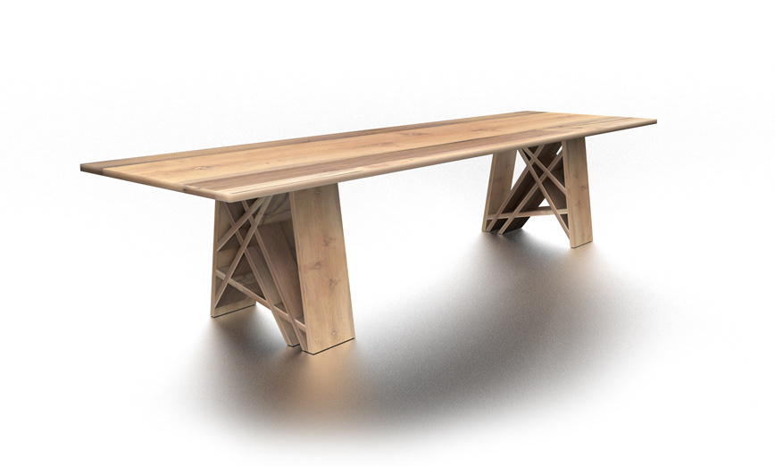 table networking oak On Demand RECYCLED green facade madrid carmen