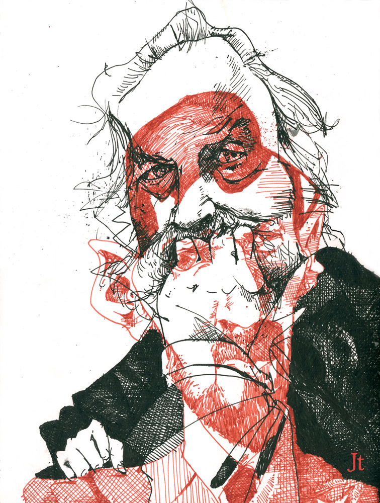 poet Poetry  portrait pen and ink Drawing  ILLUSTRATION  Poe Borges mencken Whitman