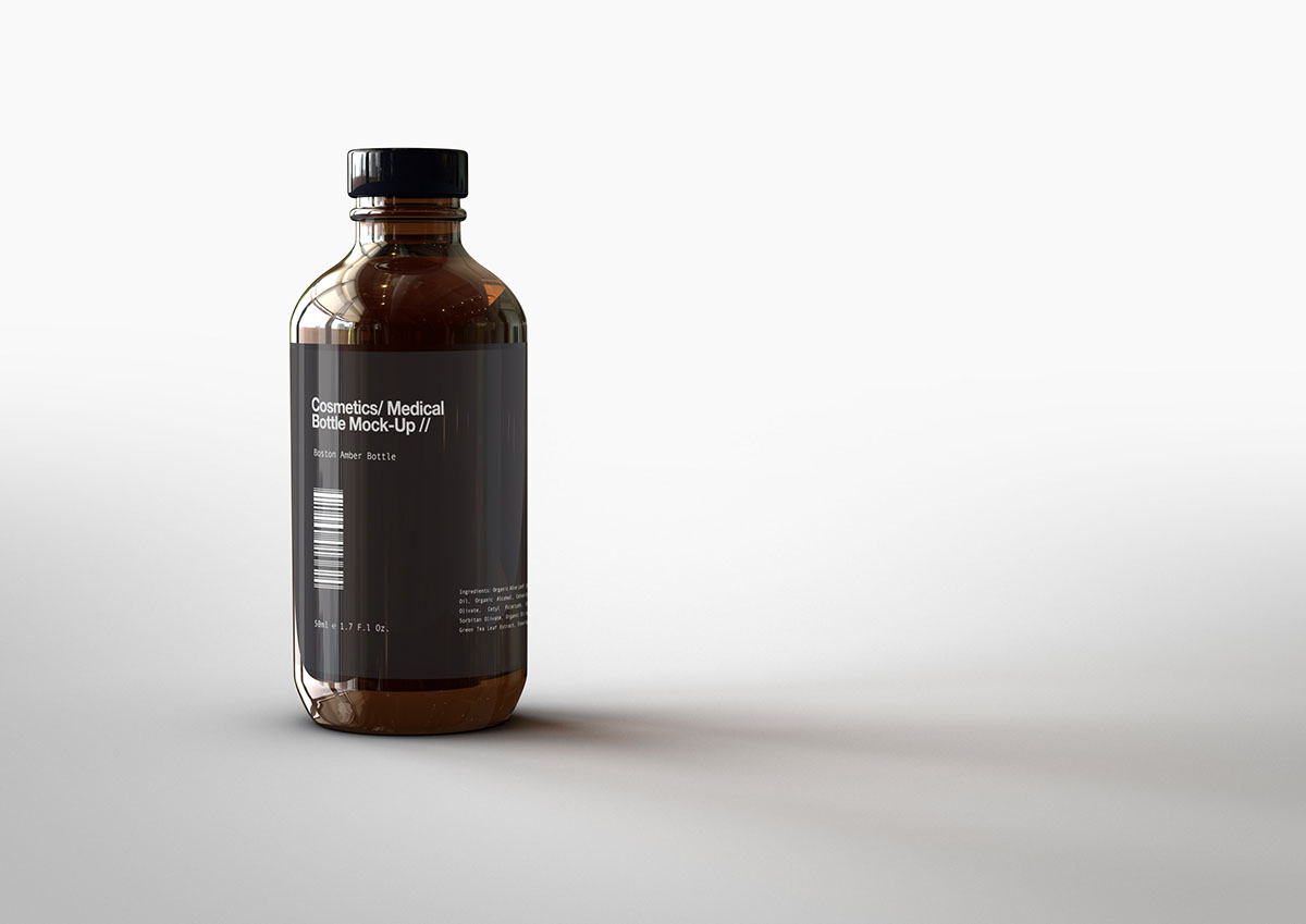 cosmetics bottle mock-up Mockup free branding  Label apothecary medical Amber