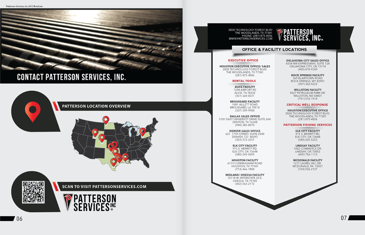 patterson well drilling rental Heavy equipment brochure design corporate service construction