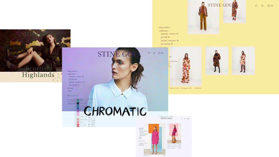Fashion  Stine goya Ecommerce Scandinavian woman Patterns Overlay Shopping Website