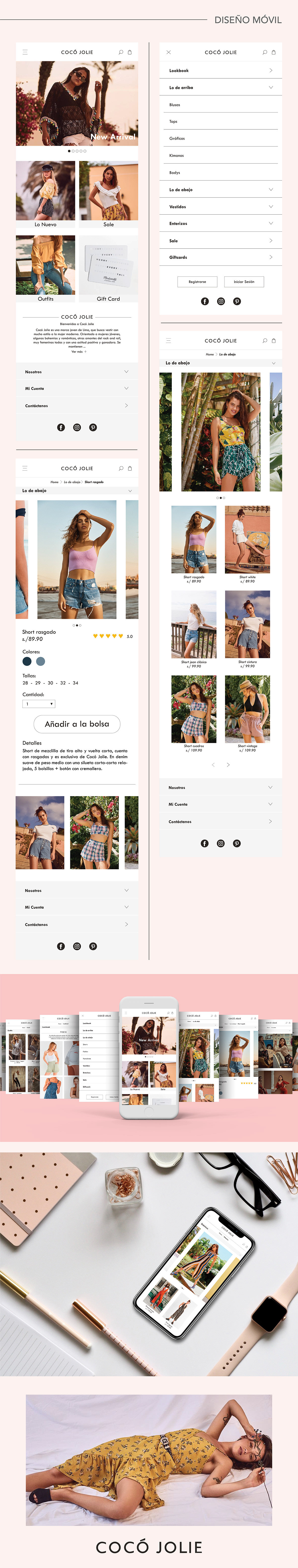 moda e-commerce Web diseño mockups movil Coco jolie