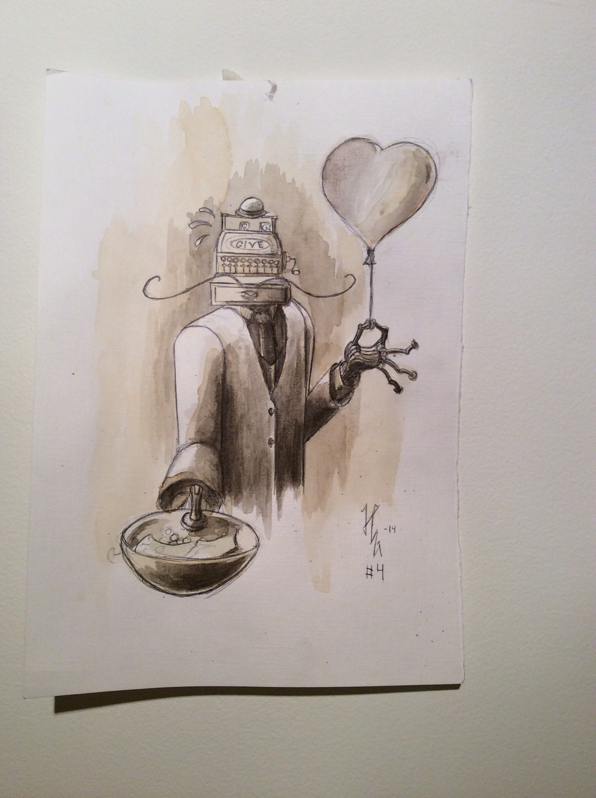 Coffee ballpoint pen aquarelle Daily Sketch ink