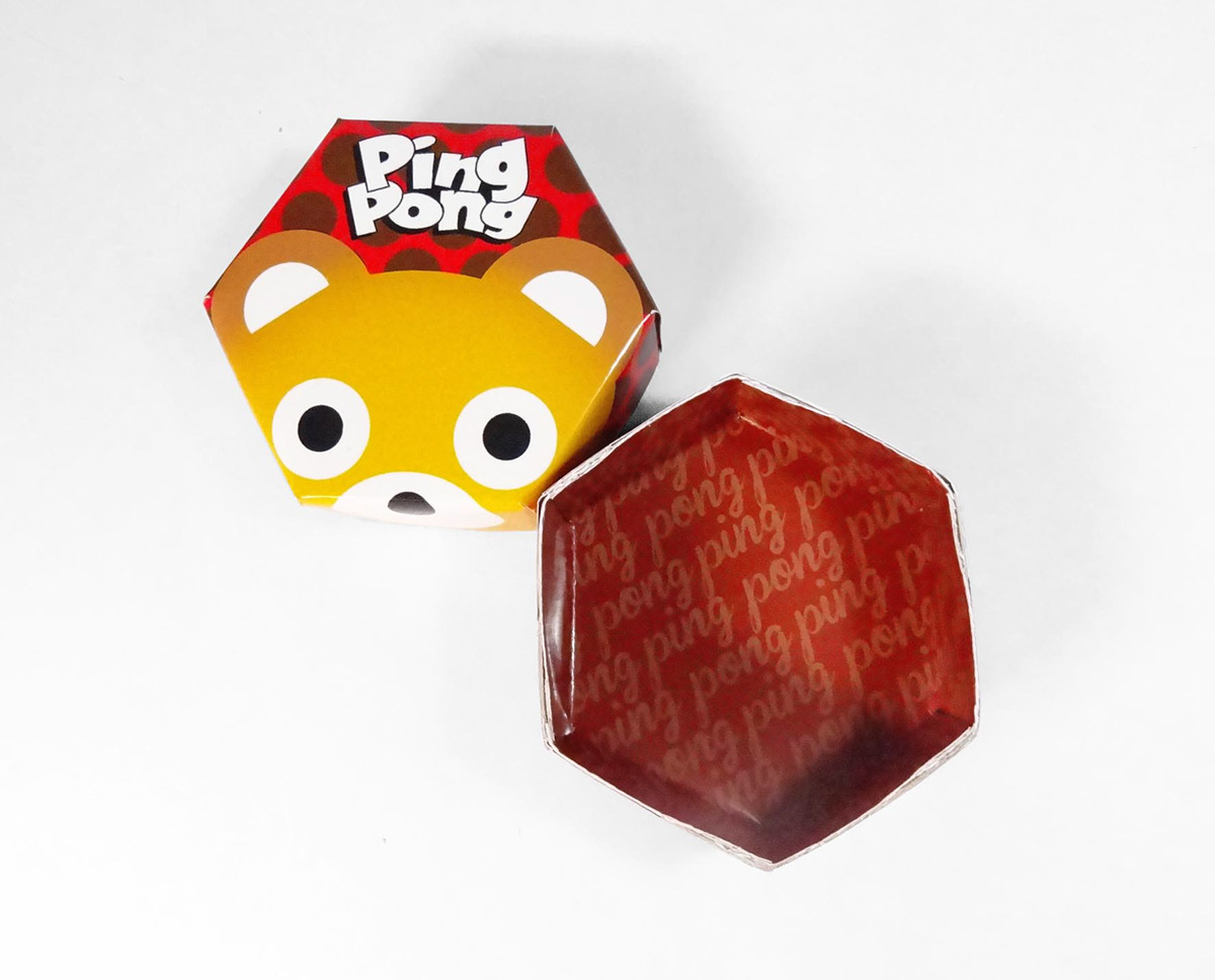 bear ping pong chocolate peanuts hexagon