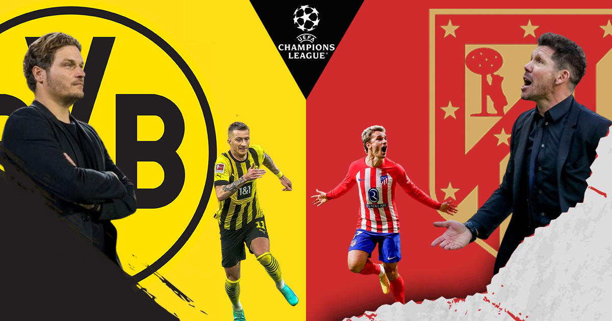football soccer Sports Design Social media post Graphic Designer Borussia Dortmund champions league sports graphic design  Atlético de Madrid