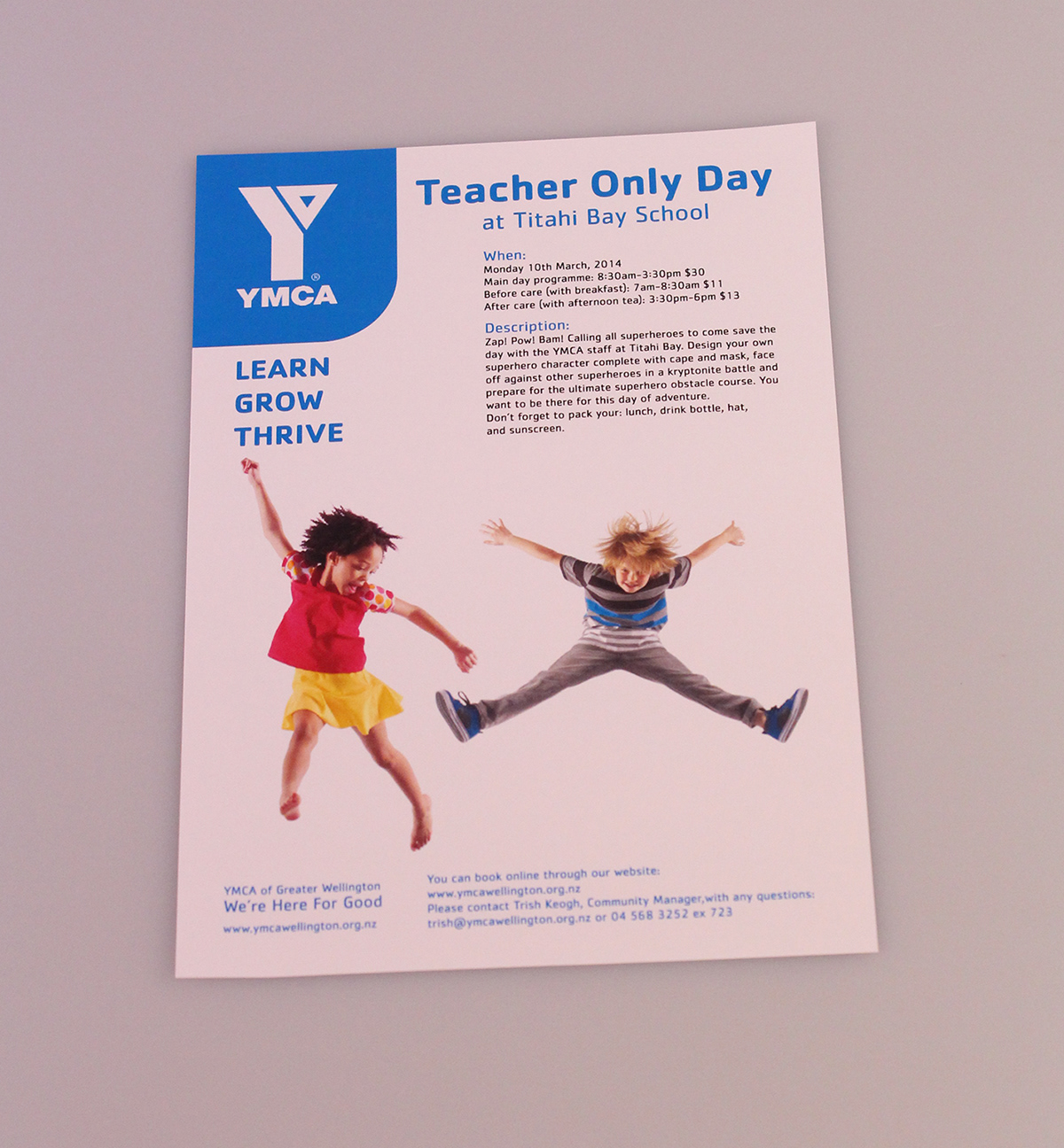 ymca brochure flier poster hand out sport accomodation child kids after school care children
