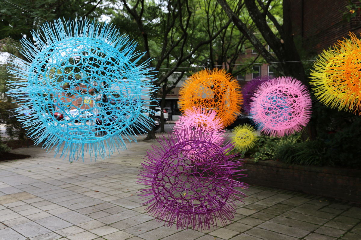 public art art Installation Art 3D handmade cable ties fiber art Outdoor Sculpture soft sculpture organic form
