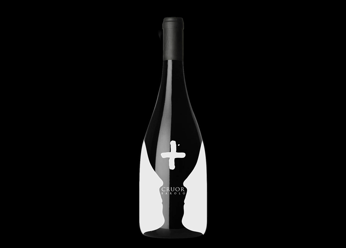 wine red barolo concept bottle A Design Award black White nose Mouth eyes Red wine middle age