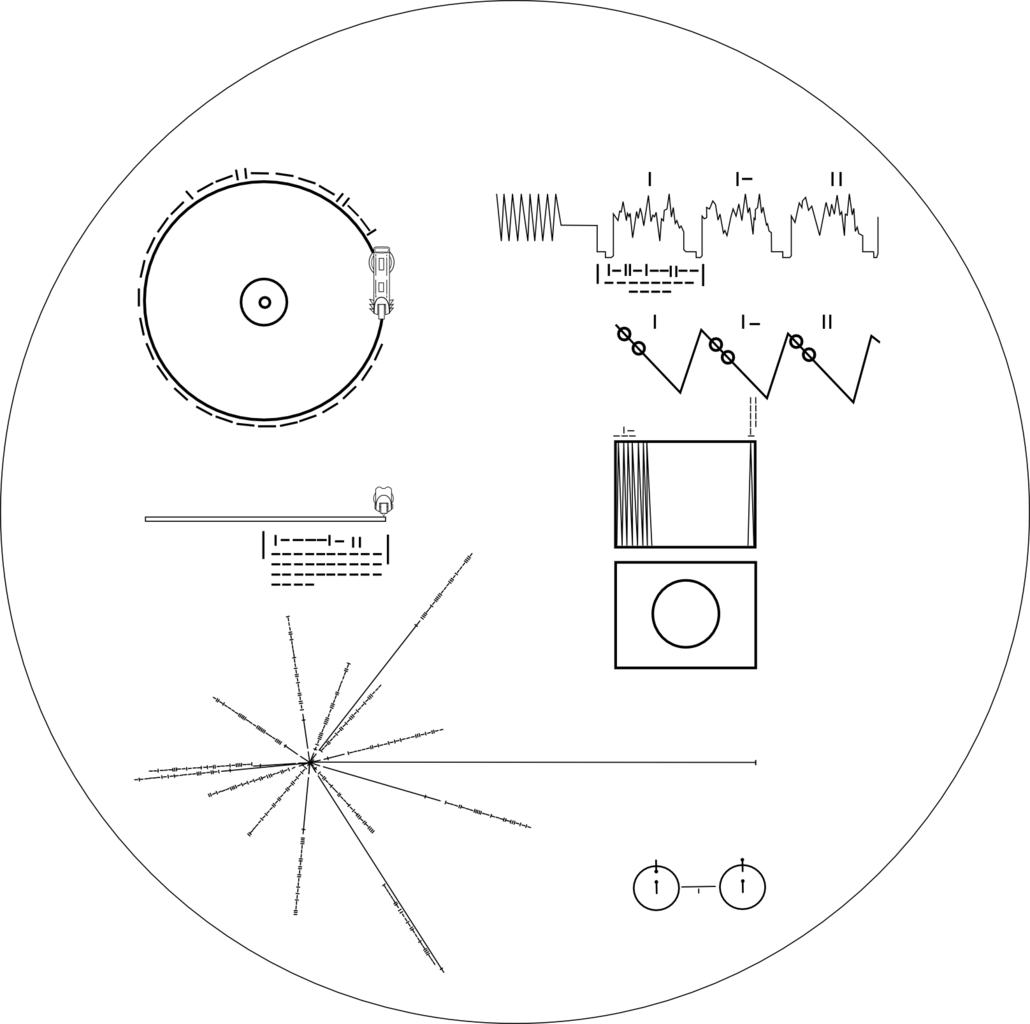science carl sagan atom Hydrogen voyager Pioneer Plaque disc record Gimp