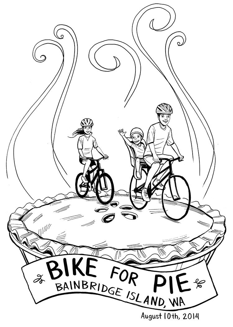 ink pen black and white Bicycle psa instructional